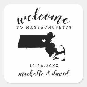 Welkom in Massachusetts   Bruiloft aangepaste guns Vierkante Sticker