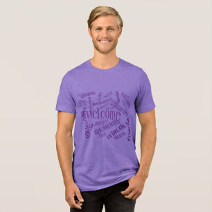 "Welkom" In Meerdere Talen Paars Tri-Blend Shirt