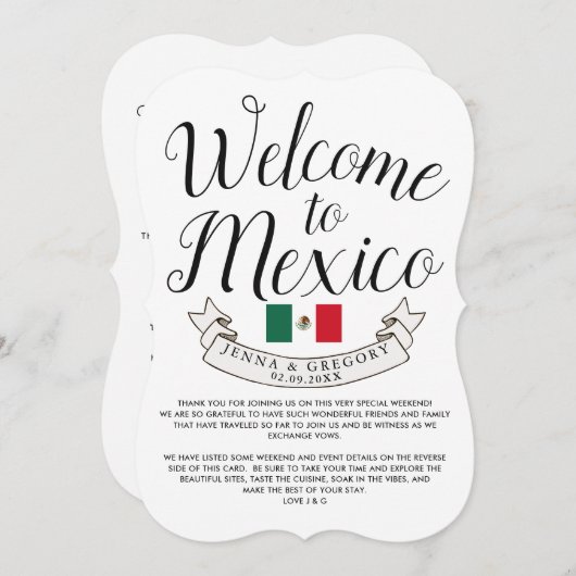 Welkom in Mexico | Bestemming Huwelijk Douane Kaart (Voorkant / Achterkant)