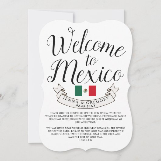 Welkom in Mexico | Bestemming Huwelijk Douane Kaart (Voorkant)