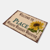 Welkom in mijn huis, Gepersonaliseerd zonnebloemen Deurmat (Schuin)