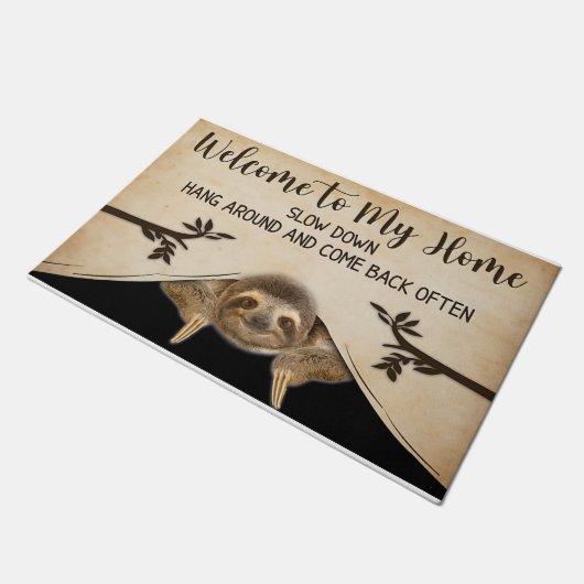 Welkom in mijn huis Sloth Mat, lui Sloth Deurmat (Schuin)