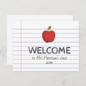 Welkom in mijn klas Apple Terug naar schoolleraar  Briefkaart (Voorkant / Achterkant)