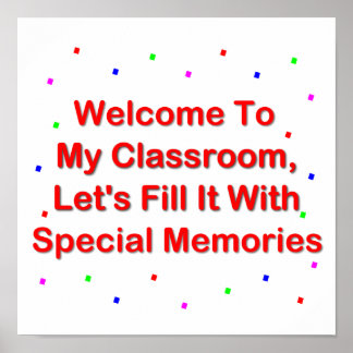 Welkom in mijn klaslokaal; vul het met herinnering poster