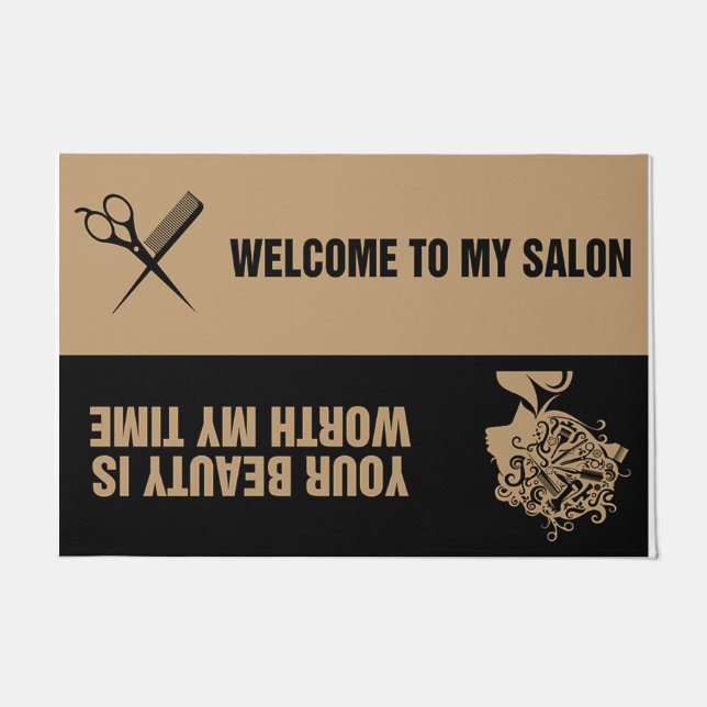Welkom in mijn salon Doormat, haar stijlvolle gesc Deurmat (Voorkant)