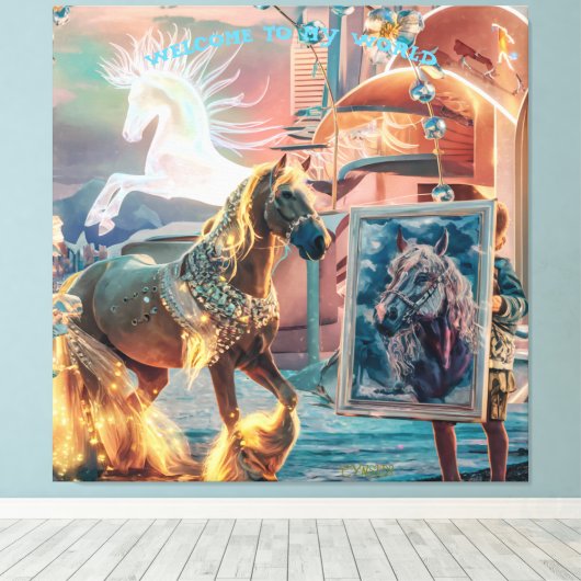 Welkom in mijn wereld canvas afdruk (Insitu (Houten vloer))