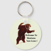 Welkom in Montana laat nu Grizzly Beer Art Sleutelhanger (Voorkant)