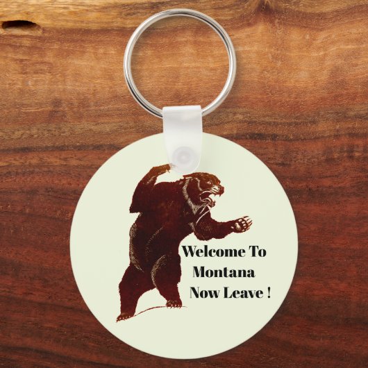 Welkom in Montana laat nu Grizzly Beer Art Sleutelhanger (Achterkant)