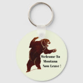 Welkom in Montana laat nu Grizzly Beer Art Sleutelhanger (Achterkant)