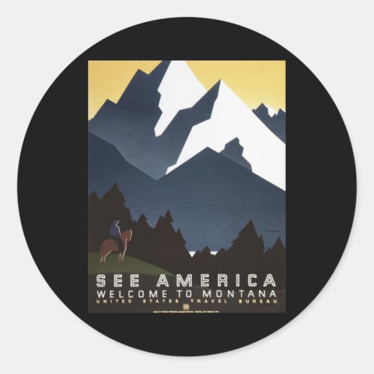 Welkom in Montana Ronde Sticker (Voorkant)