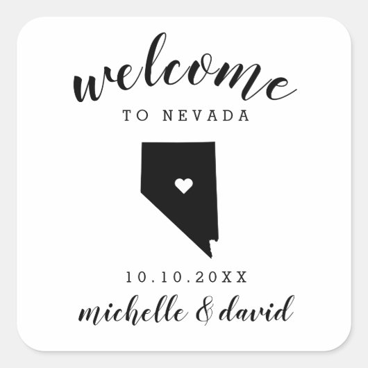 Welkom in Nevada | Bruiloft aangepaste gunst Vierkante Sticker (Voorkant)