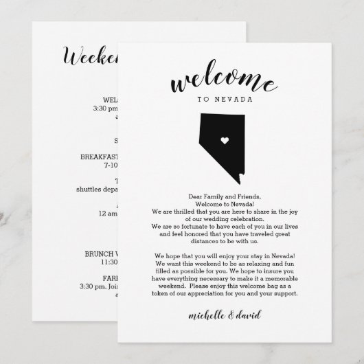 Welkom in Nevada | Wedbrief en reisroute (Voorkant / Achterkant)