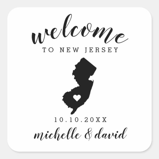 Welkom in New Jersey | Bruiloft aangepaste gunst Vierkante Sticker (Voorkant)