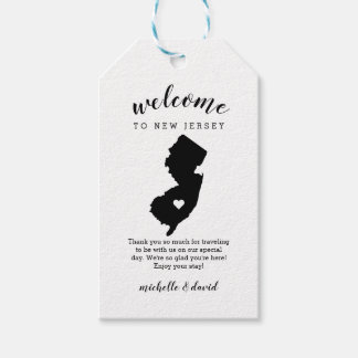 Welkom in New Jersey | Kalligrafie bruiloft Cadeaulabel