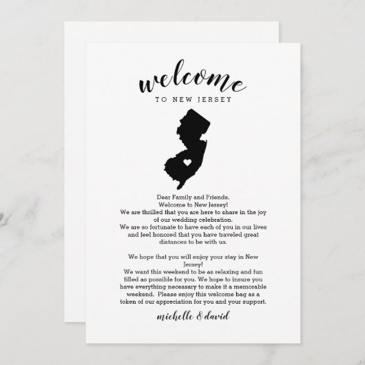 Welkom in New Jersey | Wedbrief en reisroute (Voorkant / Achterkant)