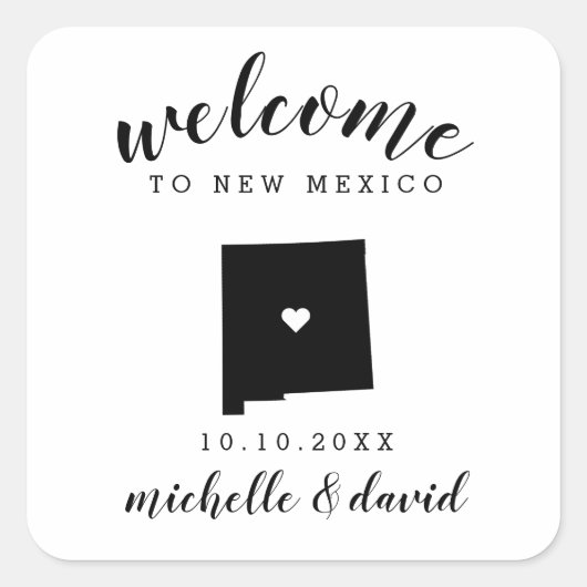 Welkom in New Mexico | Bruiloft aangepaste gunst Vierkante Sticker (Voorkant)