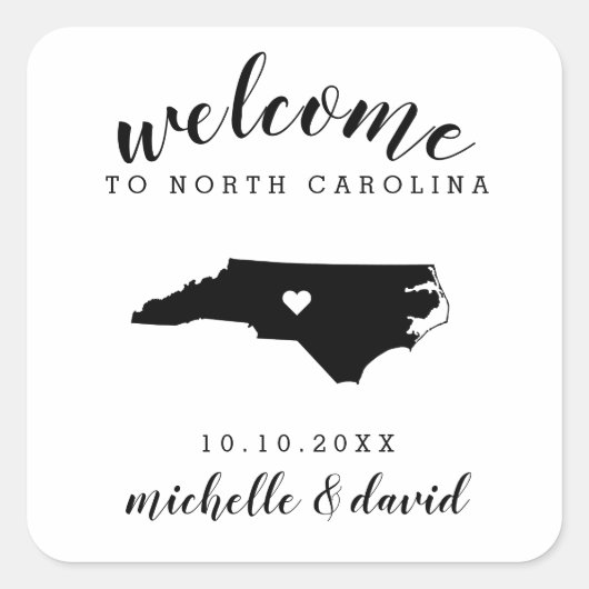 Welkom in North Carolina | Bruiloft aangepaste gun Vierkante Sticker (Voorkant)