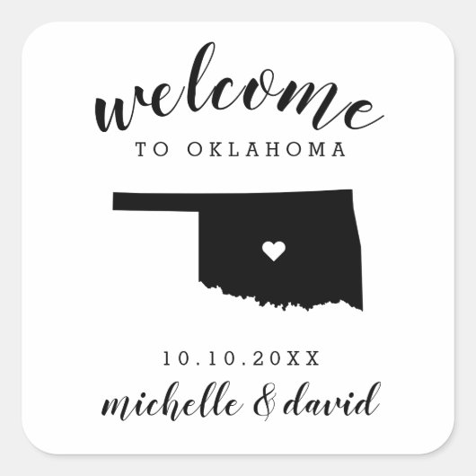 Welkom in Oklahoma | Bruiloft aangepaste gunst Vierkante Sticker (Voorkant)