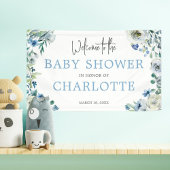 Welkom in ons Baby shower Elegant Blue Floral Spandoek