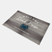 Welkom in ons Beach House Blue Family Monogram Deurmat (Schuin)