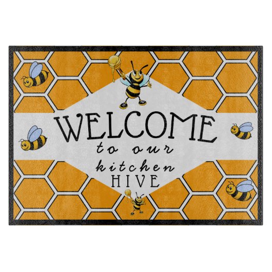 Welkom in ons bijenkorps snijplank (Voorkant)