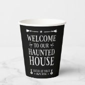 Welkom in ons gehakte huis papieren bekers (Voorkant)