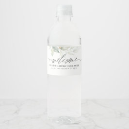 Welkom in ons gelukkig ooit na Greenery Waterfles Etiket