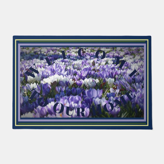 Welkom in ons huis, Floral Crocus Lavender Blue Deurmat (Voorkant)