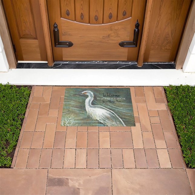 Welkom in ons huis Shorebird Art Deurmat (Welcome To Our Beach House Shorebird Art Doormat from Jenn's Emporium. )
