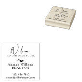 Welkom in ons open huis gepersonaliseerde agent rubberstempel (Gestempeld)
