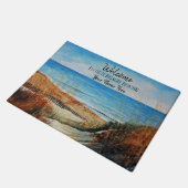 Welkom in ons strand House Sand Dunes Beach Art Deurmat (Schuin)