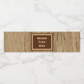 Welkom in ons thuis Rustic Woodgrain foto cabin Waterfles Etiket (Enkel label)