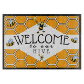 Welkom in onze bijenkorf snijplank (Voorkant)