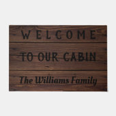 Welkom in onze cabine of Jouw tekst Wooden Kijk Deurmat (Voorkant)