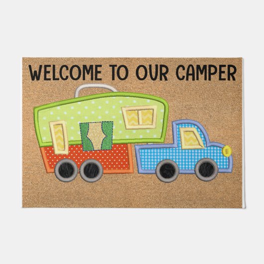 Welkom in onze Camper Mat, Cute Camping Deurmat (Voorkant)