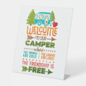 Welkom in onze Camper Reclamebord Met Voetstuk (Voorkant)