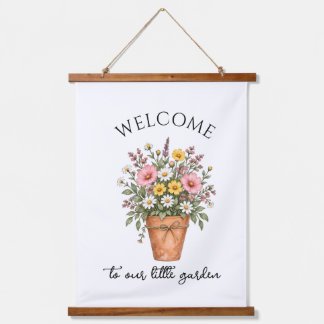 Welkom in onze kleine tuin waterverf bloemmotief hangend wandkleed