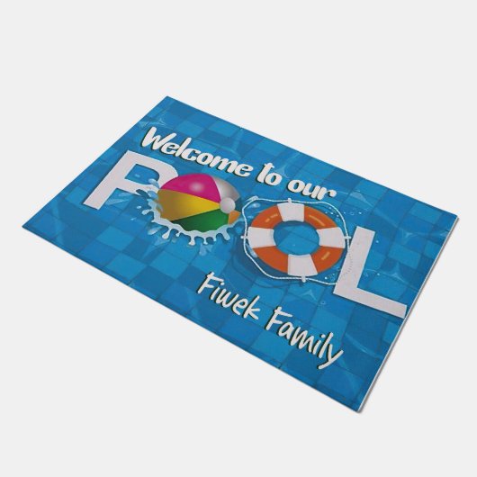 Welkom in onze pool, aangepaste pool, Summertime Deurmat (Schuin)