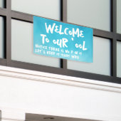 Welkom in onze pool spandoek (Buitenkant Gebouw)