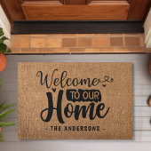 Welkom in onze thuisfamilie Faux Burlap Doormat Deurmat