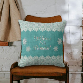 Welkom in Paradijs vintage rustieke kussenhoes Kussen