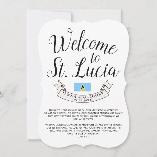 Welkom in Saint Lucia | Bestemmingsweddenschap Kaart (Voorkant)