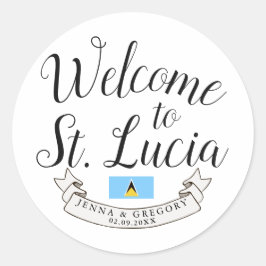Welkom in Saint Lucia | Bestemmingsweddenschap Ronde Sticker
