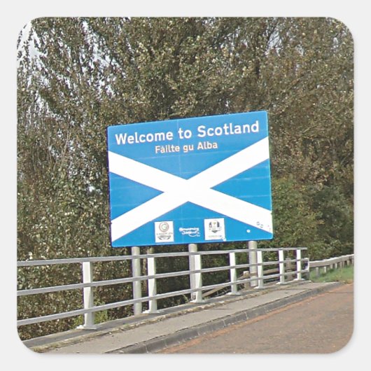 Welkom in Schotland - Anglo-Scottish Border Sign Vierkante Sticker (Voorkant)
