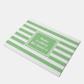 Welkom in Style Sage & Witte Streep Personalized Deurmat (Schuin)