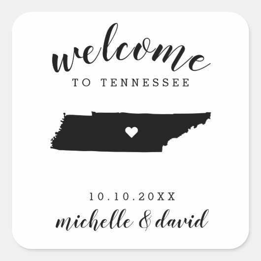 Welkom in Tennessee | Bruiloft aangepaste gunst Vierkante Sticker (Voorkant)
