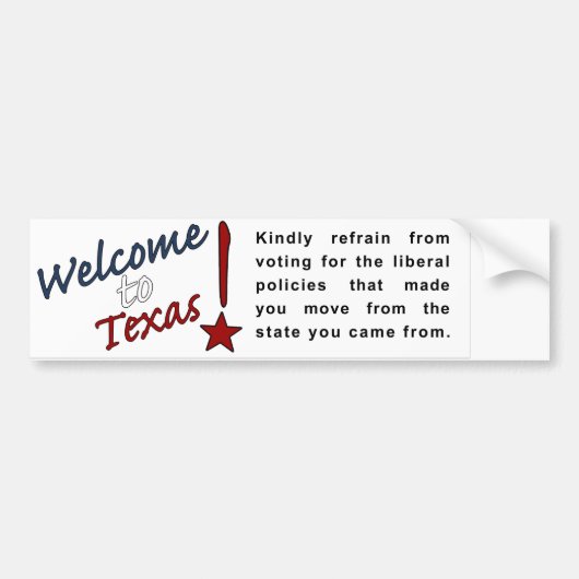 Welkom in Texas Bumpersticker (Voorkant)