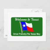 Welkom in Texas, VS Road Sign Briefkaart (Voorkant / Achterkant)