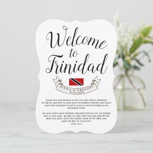 Welkom in Trinidad | Trouwcadeau Bestemming Kaart (Staand voorkant)