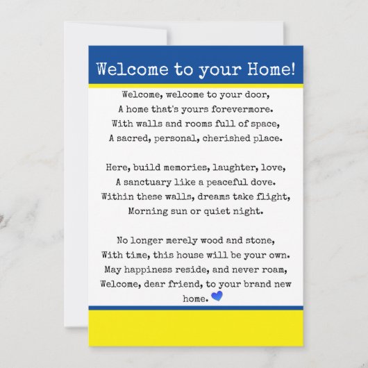 Welkom in uw huis aankondiging (Voorkant)